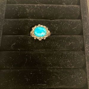 Vintage Navajo south western style 925 STERLING SILVER SOLID TURQUOISE ring!